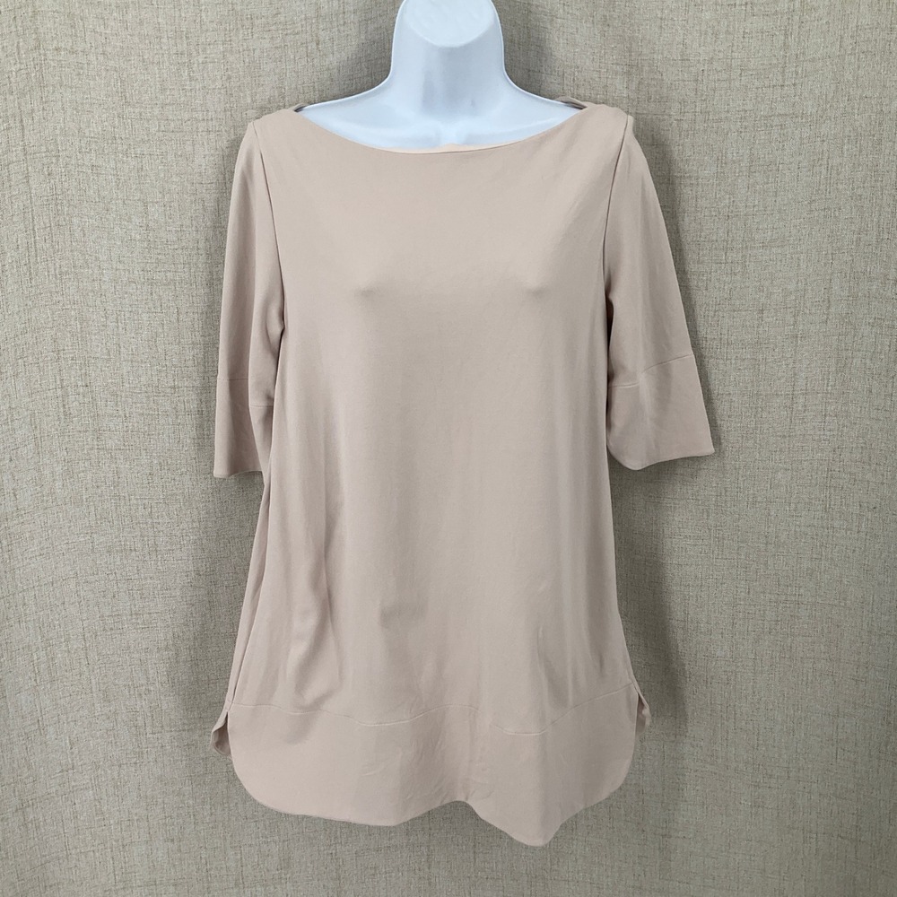 COS Boat Neck Top Womens Medium Pink Minimalist Neutral Capsule Office
